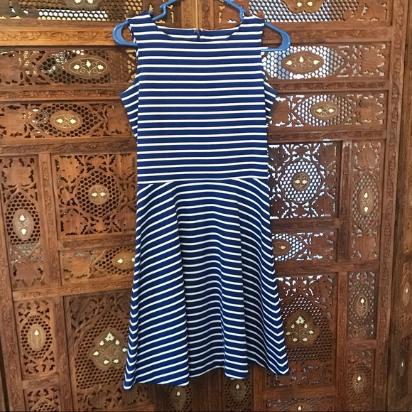 Talbots Dresses & Skirts - Talbots Navy & White Striped Sleeveless Midi Dress